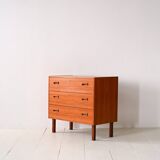 Vintage teak chest of drawers with three drawers