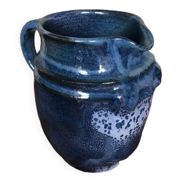 Old LAMOURA Pitcher La Combe De Bac Vintage Blue Enameled Stoneware #A764