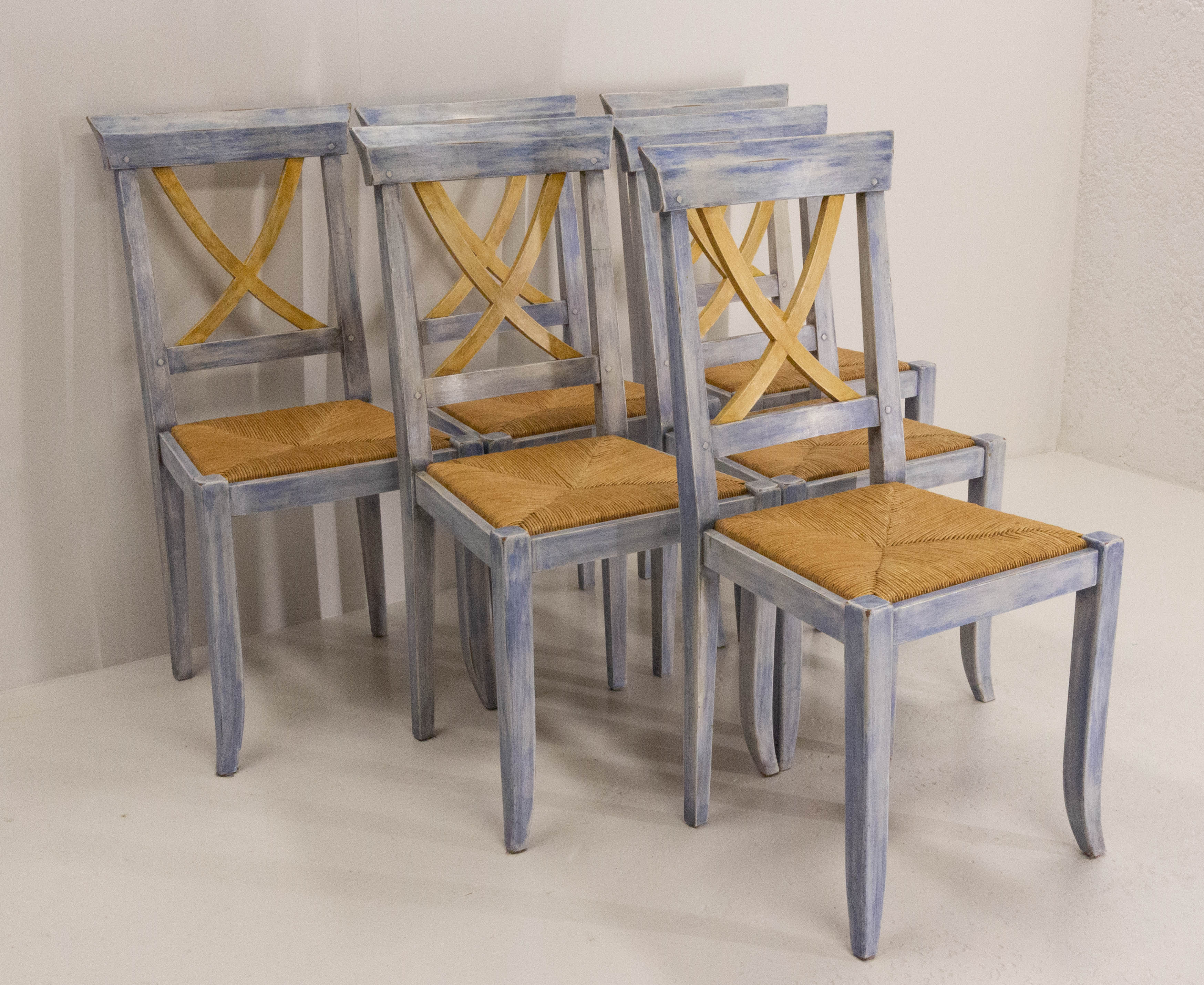 6 mulched provencal style chairs