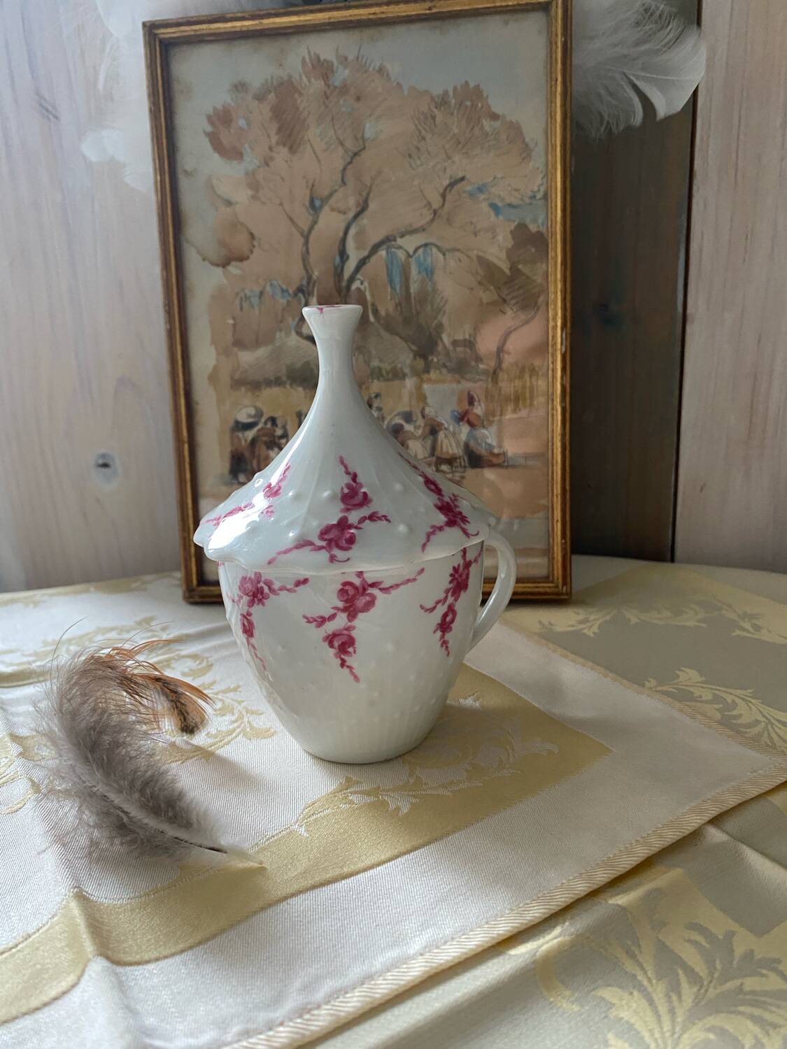 Limoges porcelain cup with lid