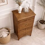 Art Deco chest of drawers in raw wood with 5 drawers.