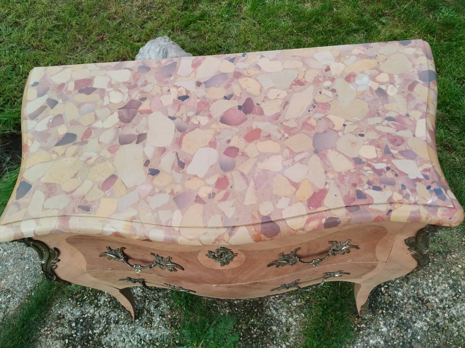 Louis XV style antique marquetry chest of drawers