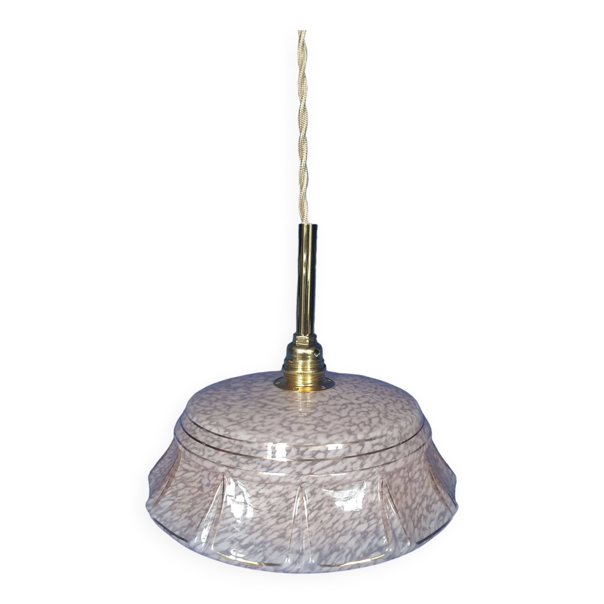 Art Deco pendant lamp from the 30s and 50s, vintage France - newly electrified