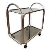 Desserte Kaymet en verre fumé et aluminium anodisé, années 80