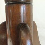 Piano stool bench old wooden tripod foot mustard velvet top