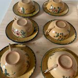 6 cups decorated with ancient flowers