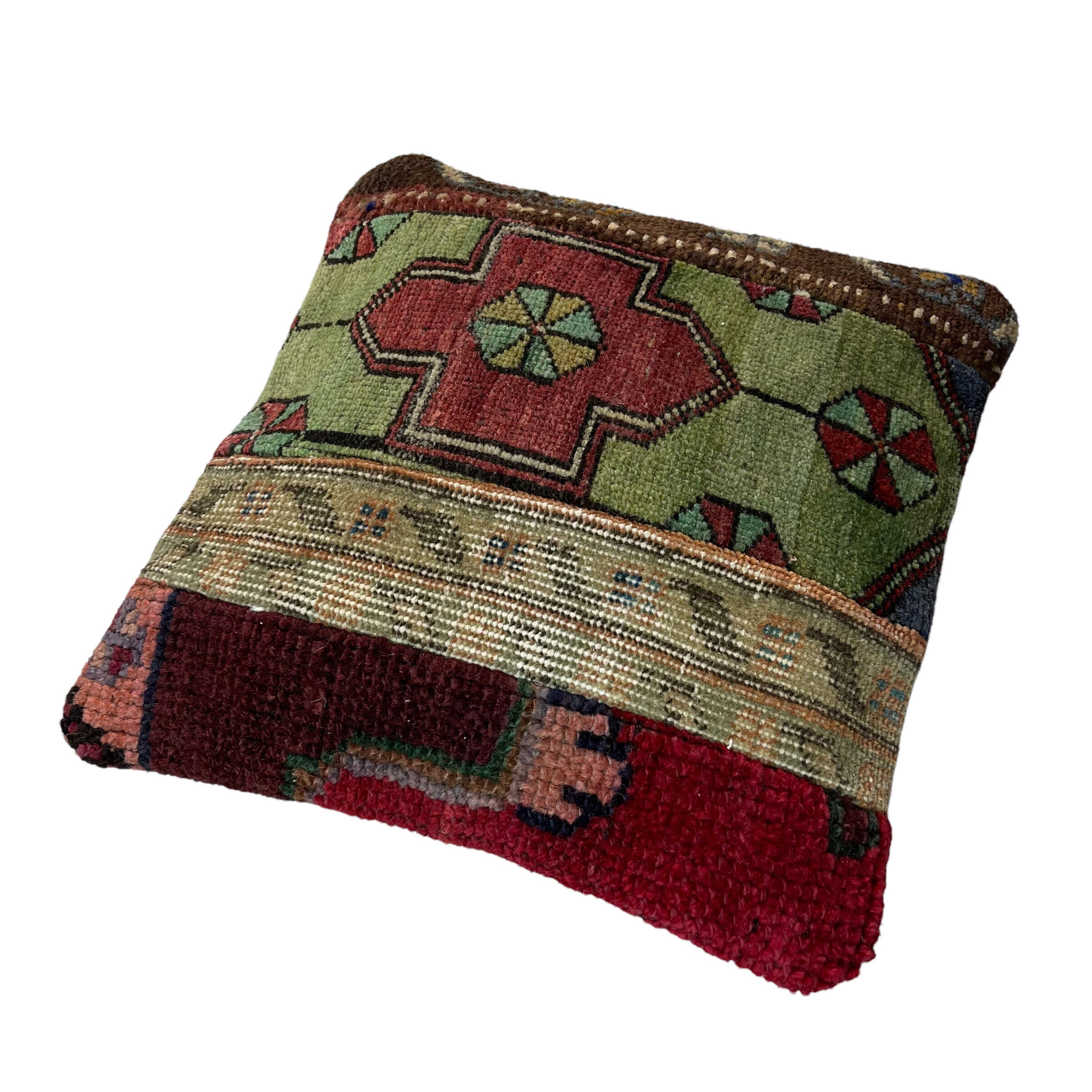 Vintage Turkish Patchwork Rug Cushion Cover 40x40 cm