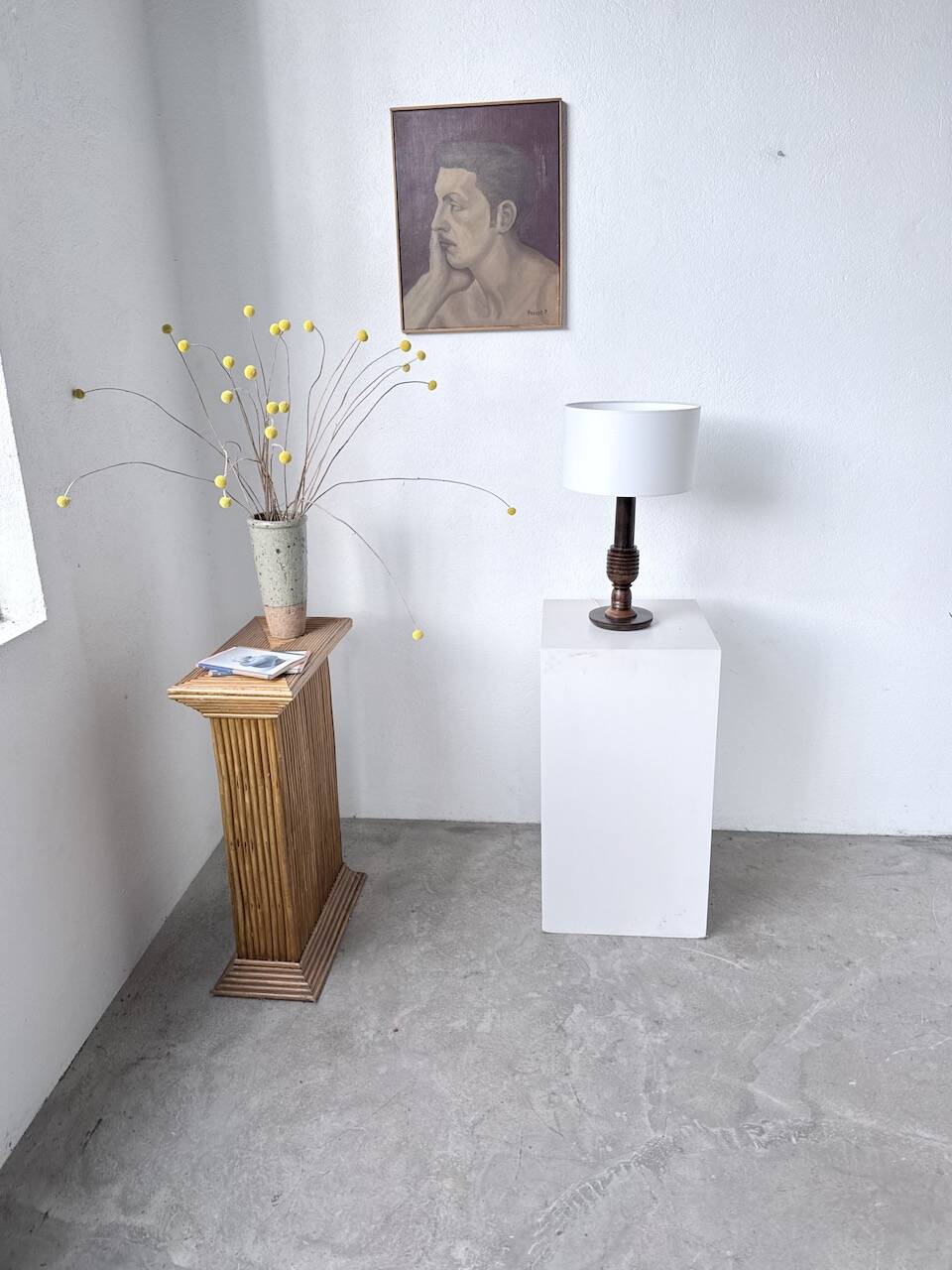 1940s Art Deco oak desk lamp