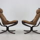 Sigurd Ressell Pair of Falcon Chairs Leather by Vatne Møbler Norway