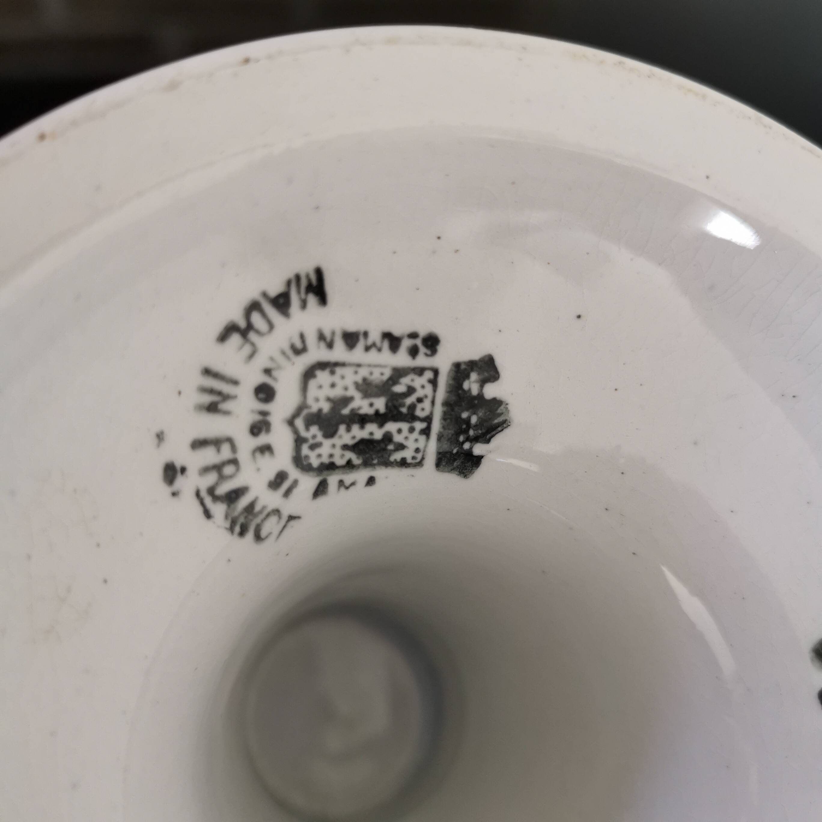 Old earthenware compote bowl L'Amandinoise St Amand France