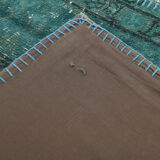 7x10 Green Vintage Patchwork Rug 300x210Cm