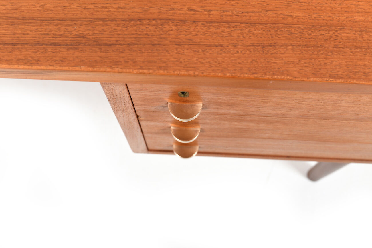 Mid Century Modern Danish Desk with Brass Handles