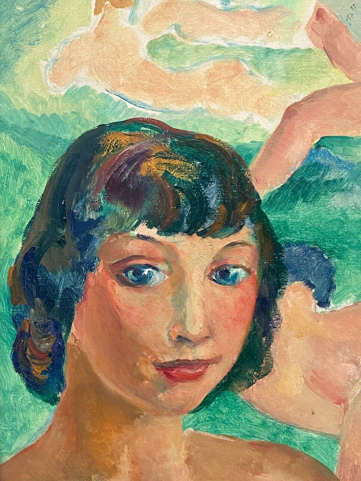 Oil on canvas by Emile Compard Portrait of women and composition