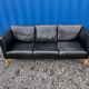 Danish vintage 3 setaer black leather sofa, 1970s
