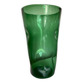 Vase XXXL pinched in blown Empoli glass Italian design 1960