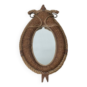 Model mirror audoux minnet, rope and leather, vintage, 50,60'