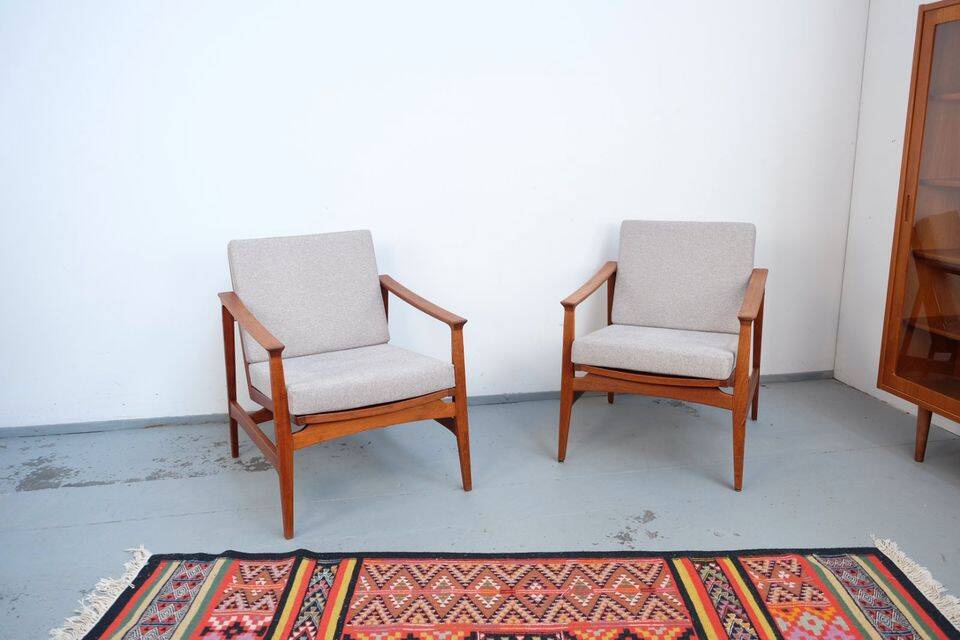Vintage Thonet teak armchair, retro 1960s–70s style.
