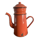 Red enameled coffee pot