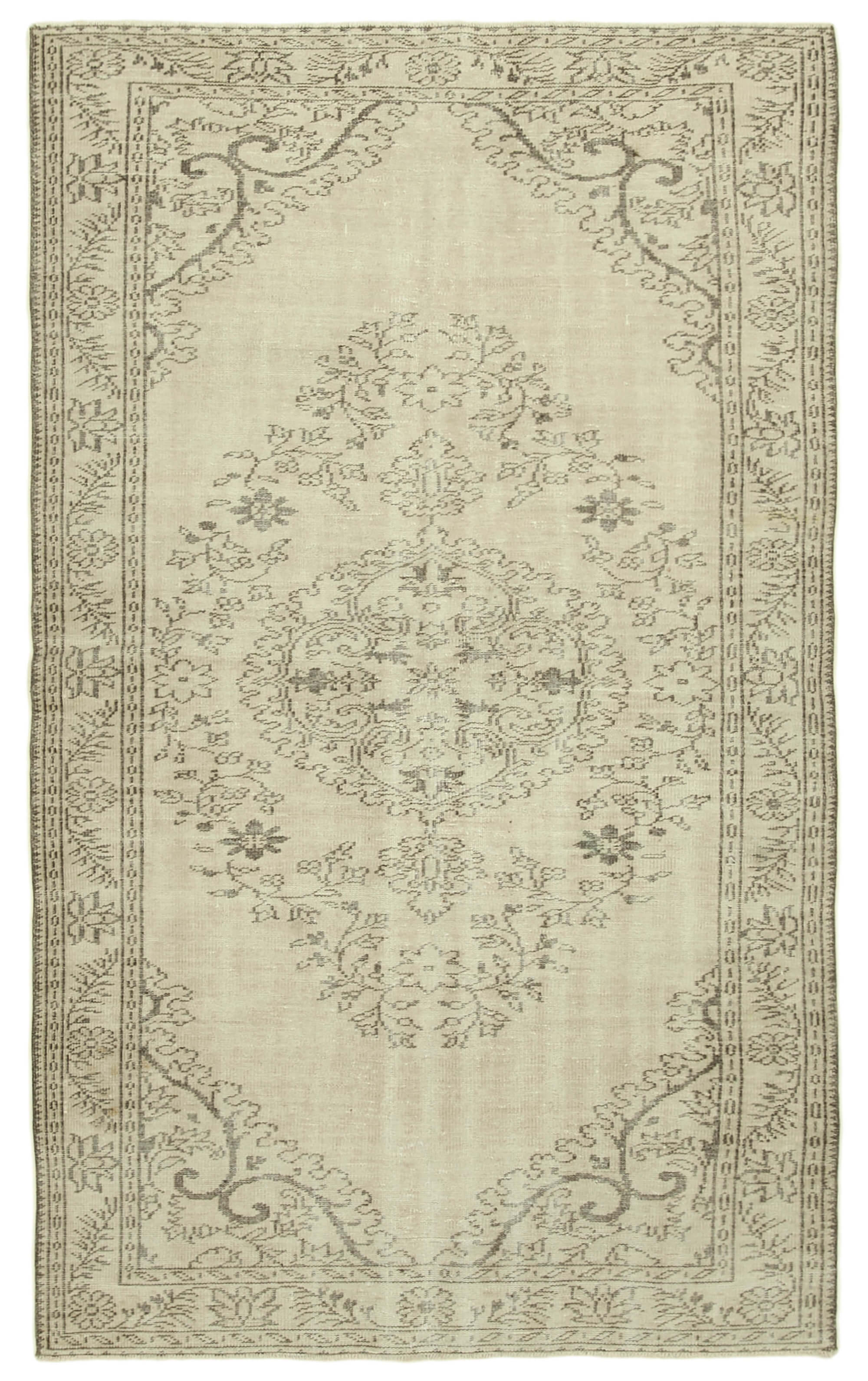 Handwoven rustic anatolian beige carpet 177 cm x 291 cm