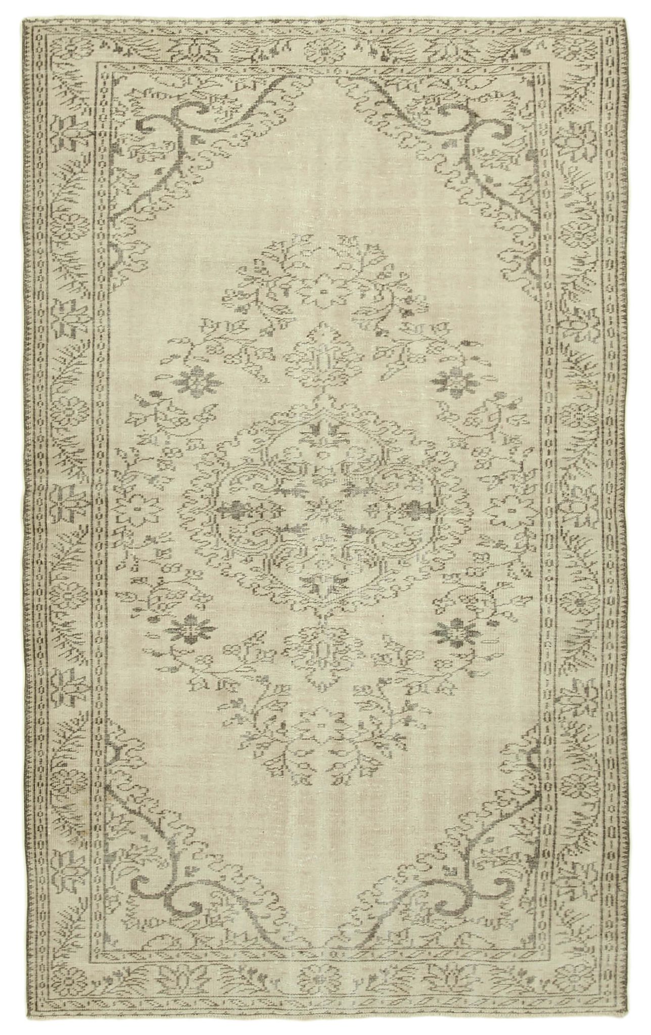 Handwoven rustic anatolian beige carpet 177 cm x 291 cm