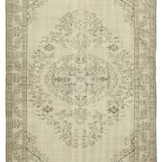 Handwoven rustic anatolian beige carpet 177 cm x 291 cm