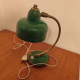 Vintage Scandinavian Art Deco desk lamp from the 40s, golden brass, retro, moon shape, swan neck