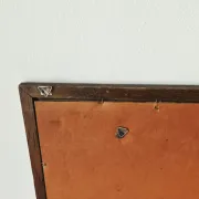 Vintage 1960s mirror - Retro "Belle Époque" scene - Wooden frame