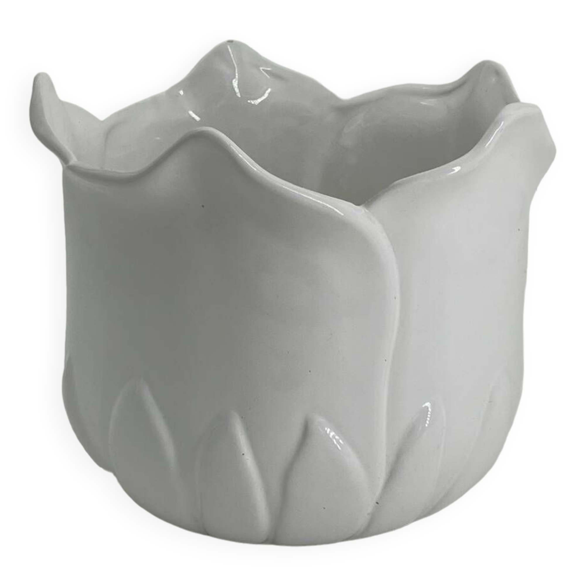Vintage white porcelain tulip-shaped pot holder