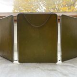 Vintage vertical beveled triptych barber mirror