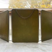 Vintage vertical beveled triptych barber mirror