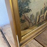 Oil on cardboard 19th century “the cross” wood and plaster frame