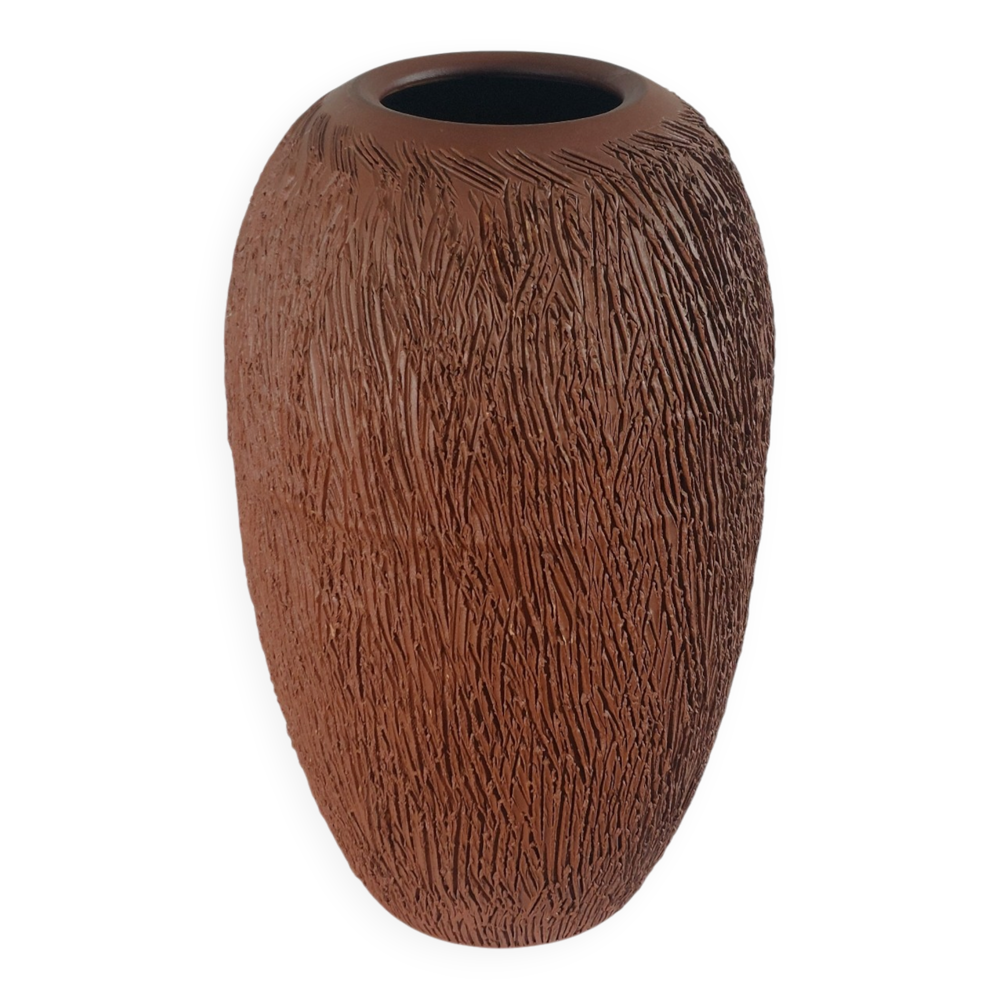 Vintage mid-century brutalist sgraffito ceramic vase