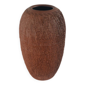 Vase en céramique sgraffito décor brutaliste vintage du milieu du siècle