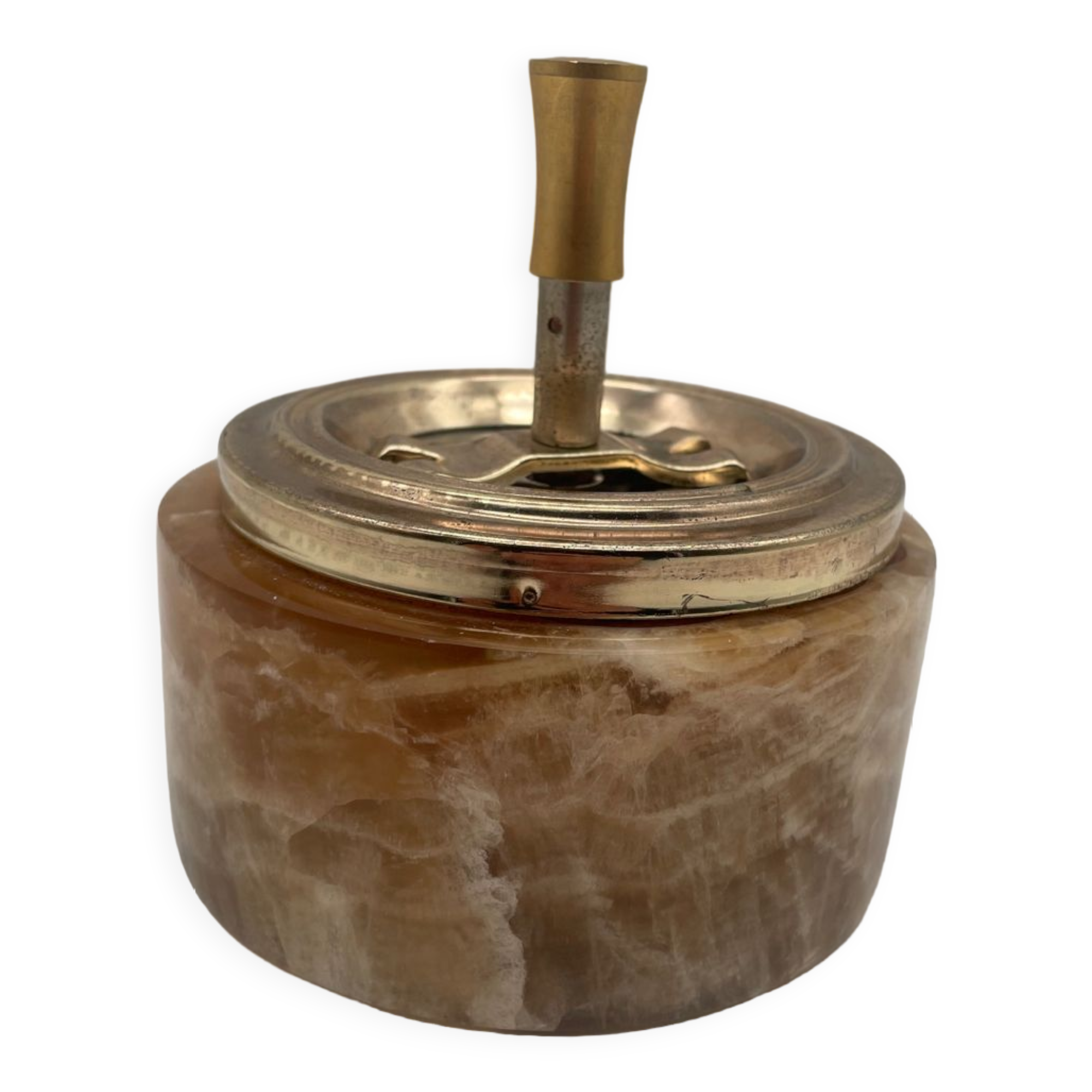 Vintage onyx and gold pusher ashtray