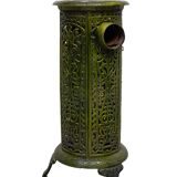 19th Century French Green Enameled Cast Iron Heater Stove