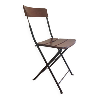 GRANGE BRAND BLACK METAL AND WOOD FOLDING CHAIR