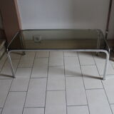 Coffee table chrome and smoked glass