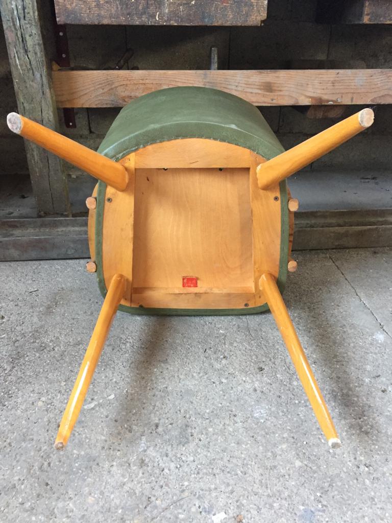 Chair in green skaï and wood 60s