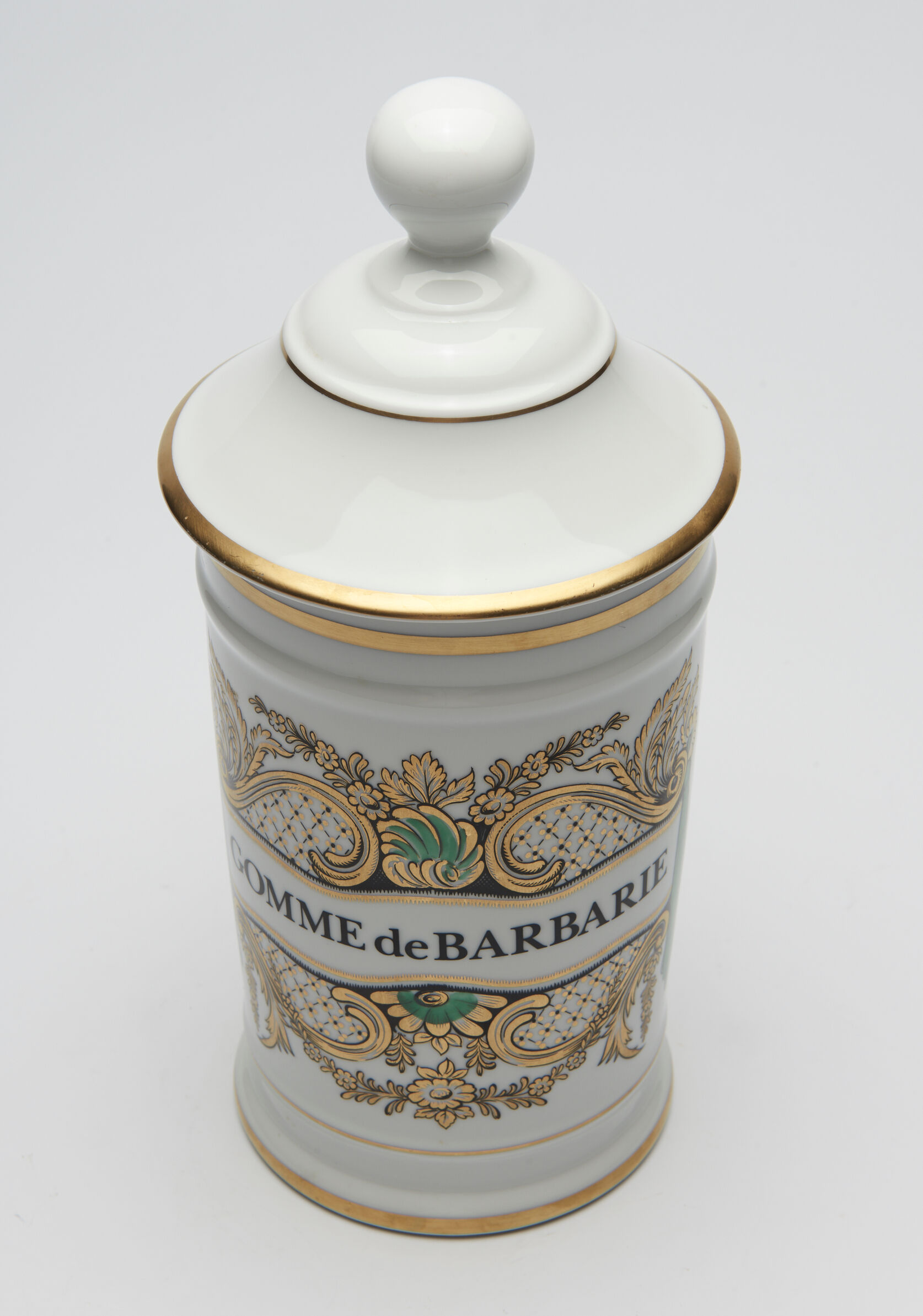 Pharmacy jar "Gum of Barbary", in Limoges porcelain