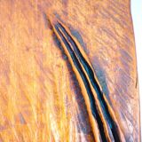 Carved wooden mirror, signed P. Guallino, "le passage", brutalist design from the 80s