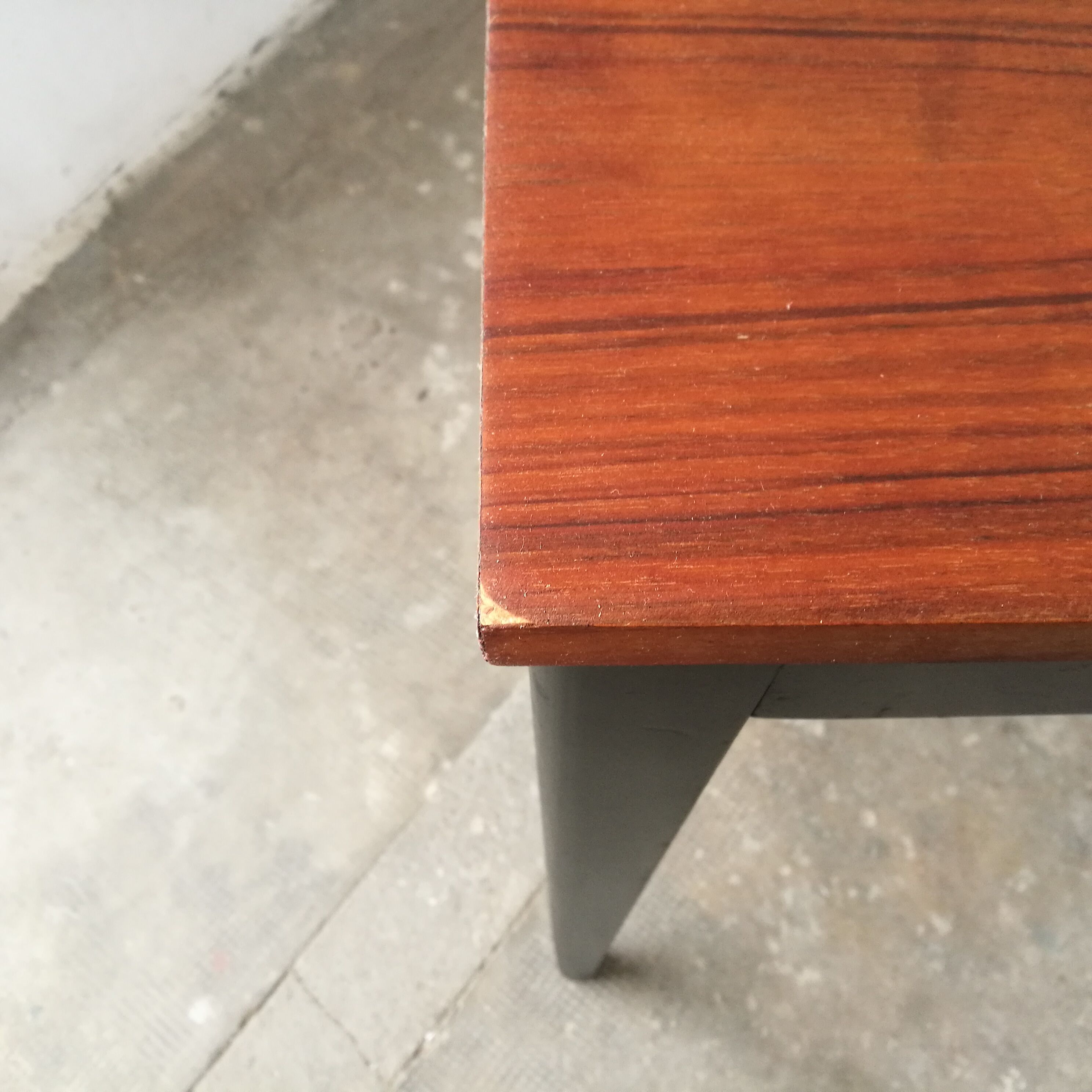 Scandinavian square table, spindle feet