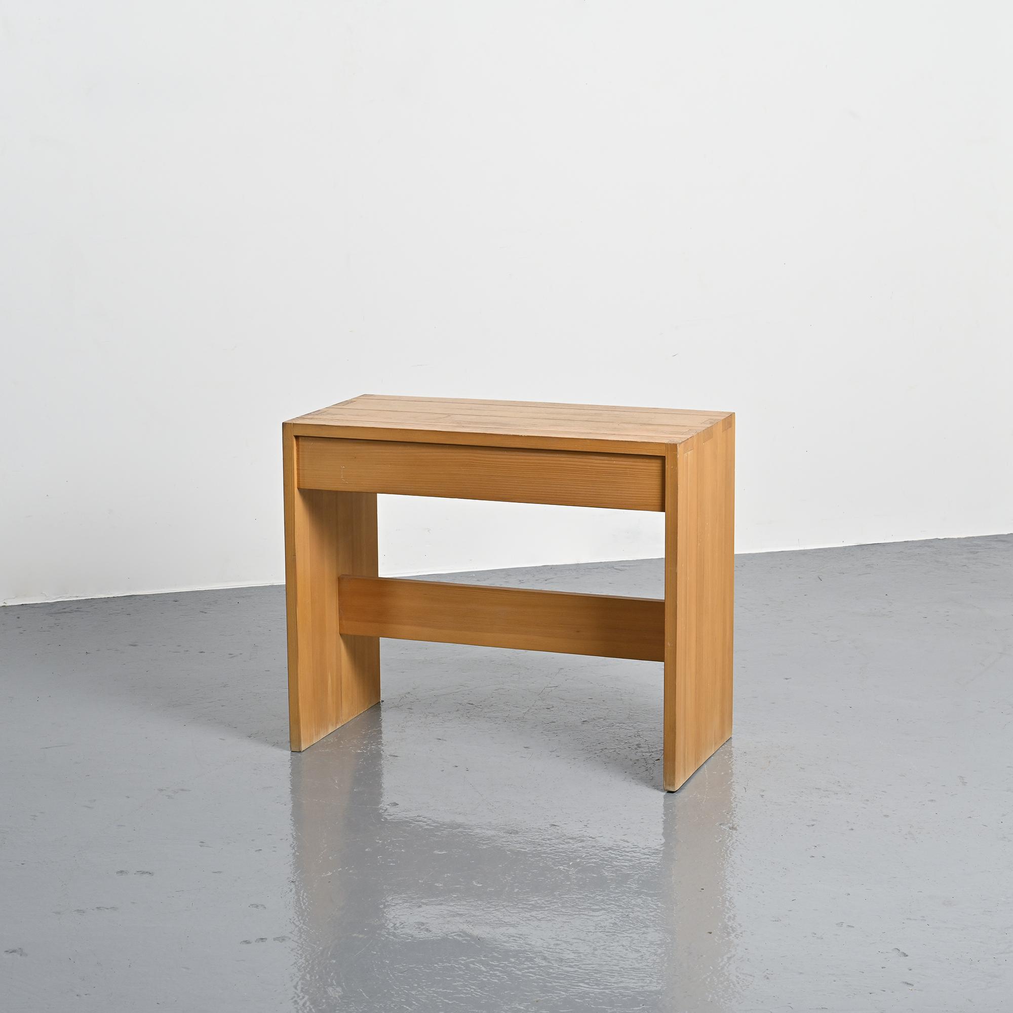 Desk in solid elm by Maison Regain, 1970s.