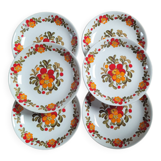 Set of 6 Hamage flower plates