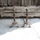 Antique Fleur de Lys Cast Iron Andirons
