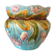 Cache-pot en barbotine decor floral multicolore st clement