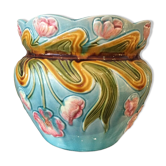 Cache-pot en barbotine decor floral multicolore st clement
