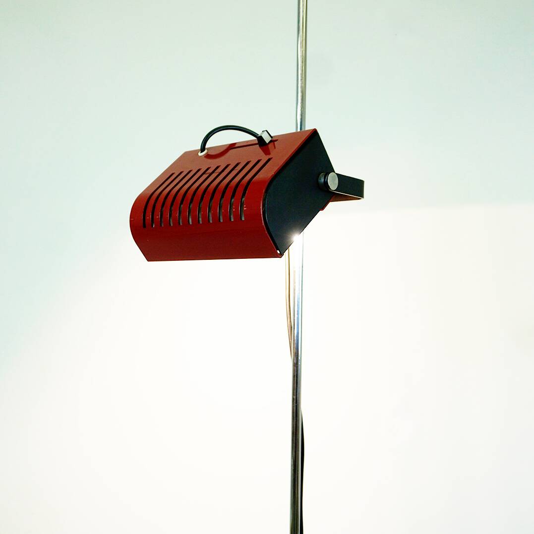 Red Italian Space Age Adjustable Spot Floor Lamp