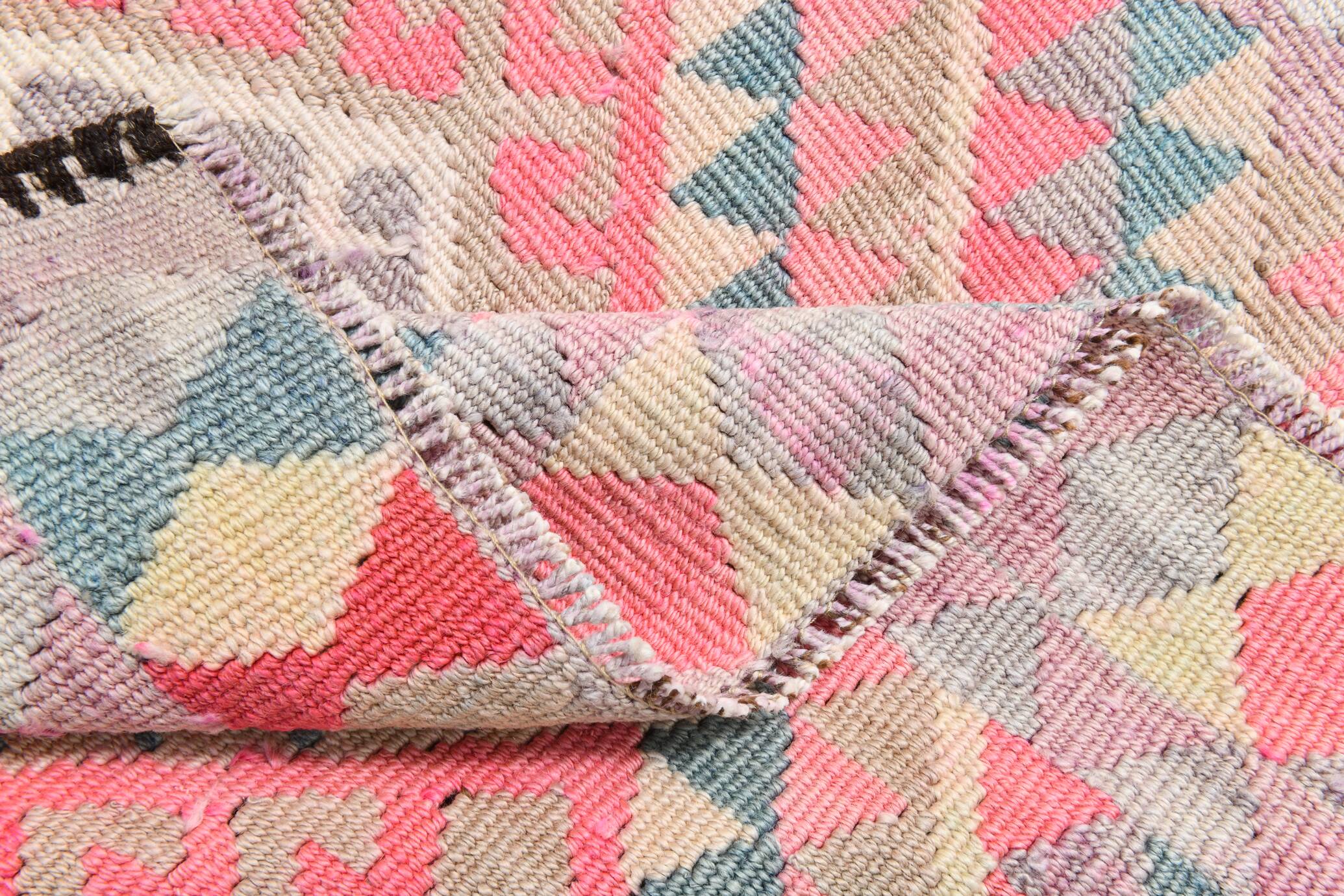 3x13 Soft Pink Turkish Vintage Runner Rug, 94x404Cm