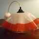 Berlingot pendant lamp from the 60s, white, orange and transparent glass