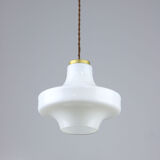 Mid-century white & brass pendant lamp